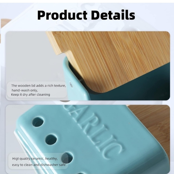 Ceramic Turquoise Garlic Keeper - Picture 8 of 8